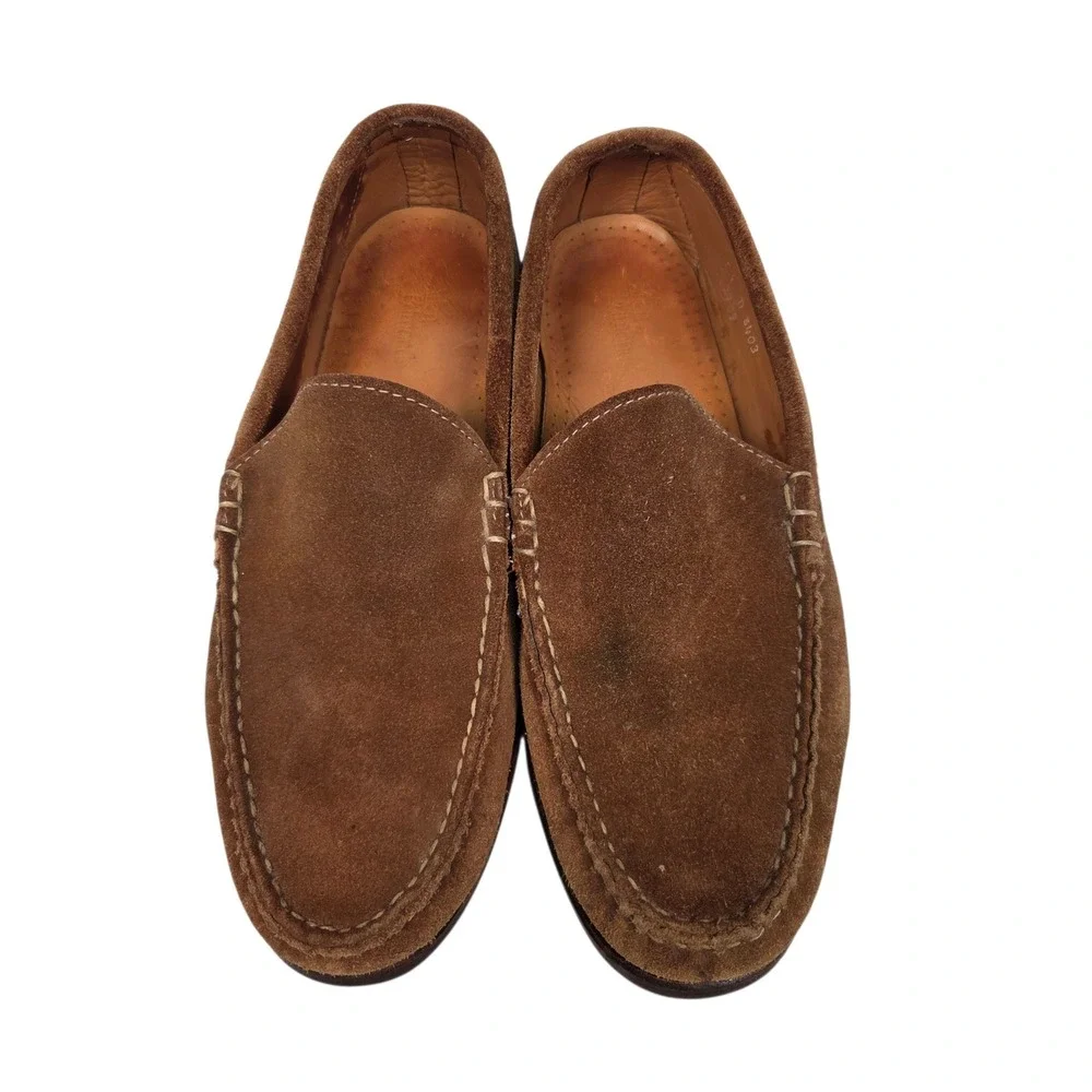 Allen Edmonds Keene Loafers Mens 8.5 D Brown Suede Moc Toe Slip On Shoes 3403